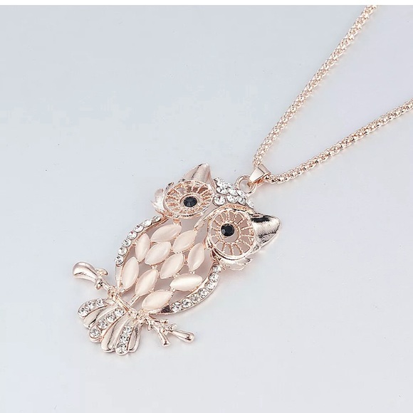 Crystal Opal Owl Pendant Chain Gold LongNecklace🦉 - Picture 4 of 5